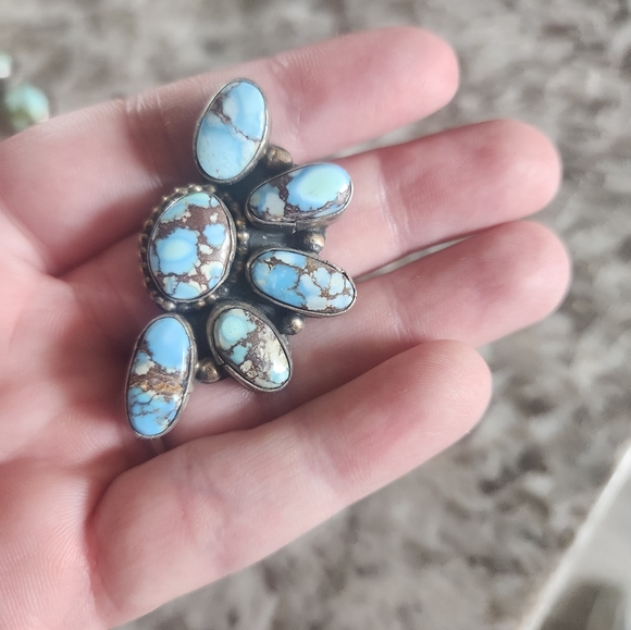 Golden Hills turqouise cluster earings - Picture 3 of 3